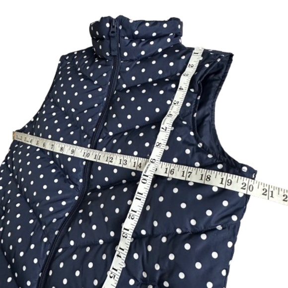 Lands' End Women' S Navy Dark Blue with White Polkadots Zip Up Down Puffer Vest - Picture 7 of 10